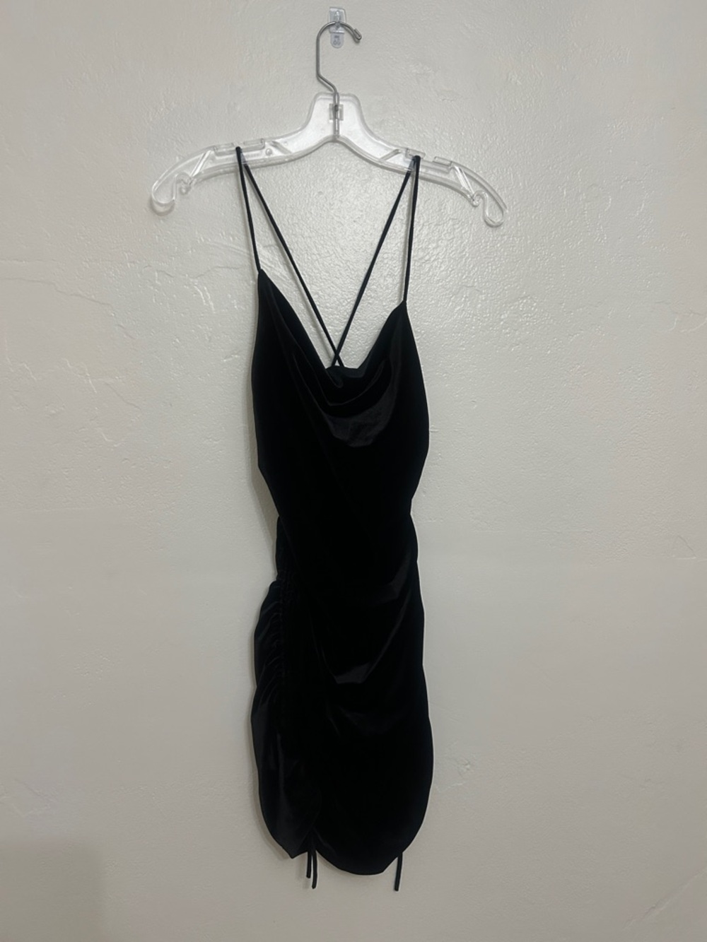 Zara Black Velvet Cowl Mini Dress